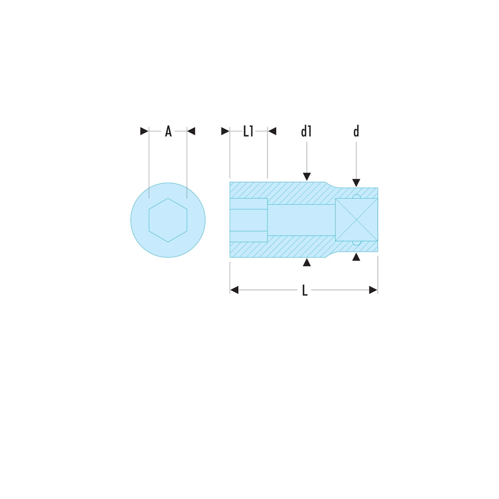 Douille 6 pans en pouces 1/2