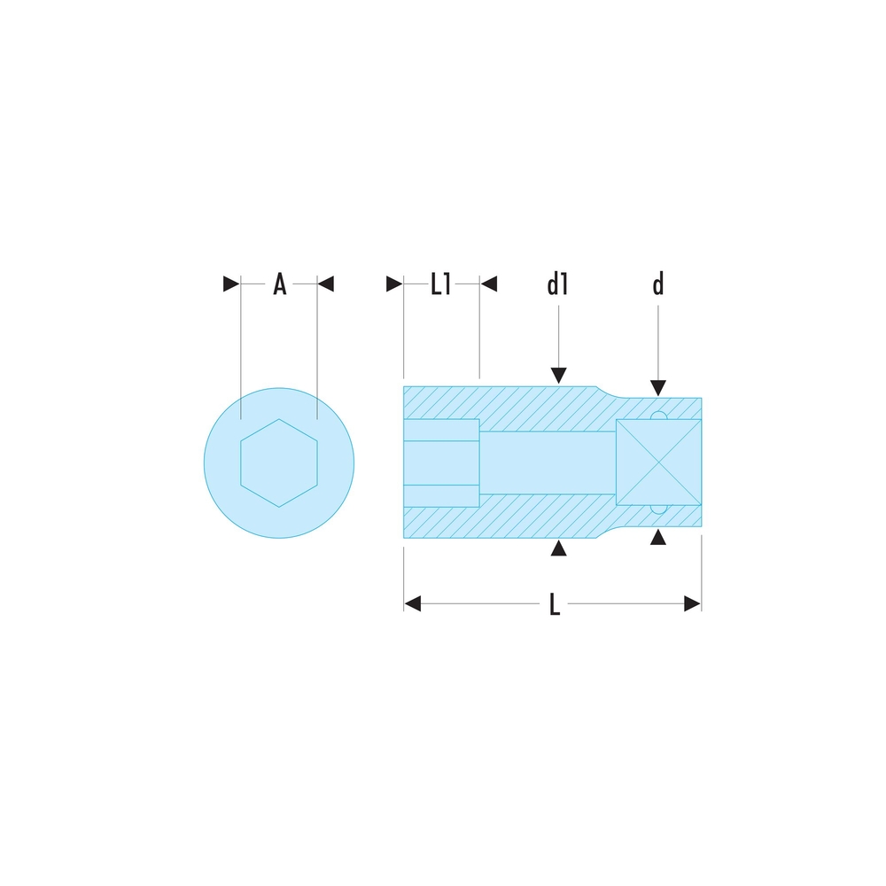 Douille 1/2' 6 pans 9/16 - FACOM - S.9/16H