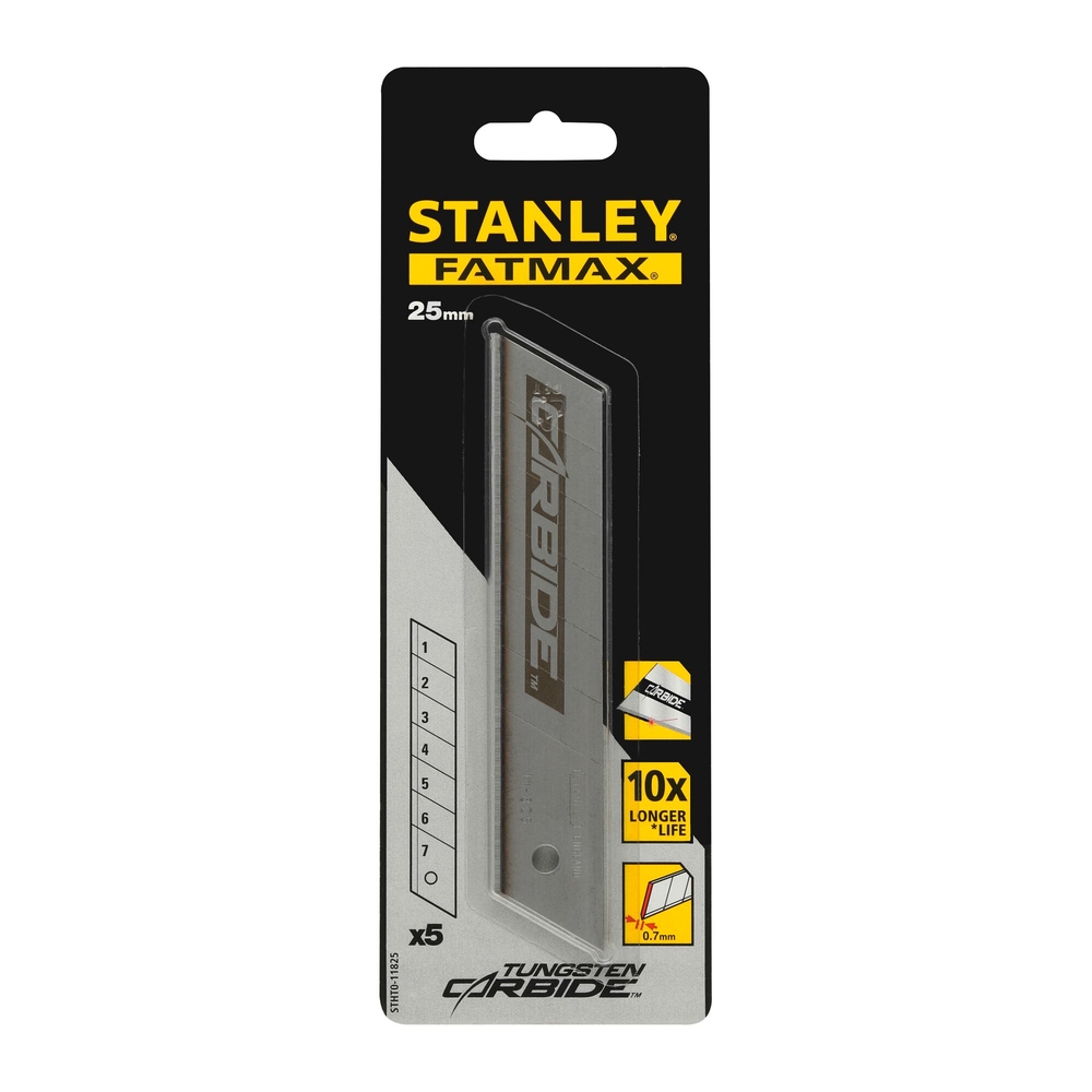 Lames de cutter 25 mm - Fatmax au carbure de tungstène - 5 lames - STHT0-11825 - STANLEY