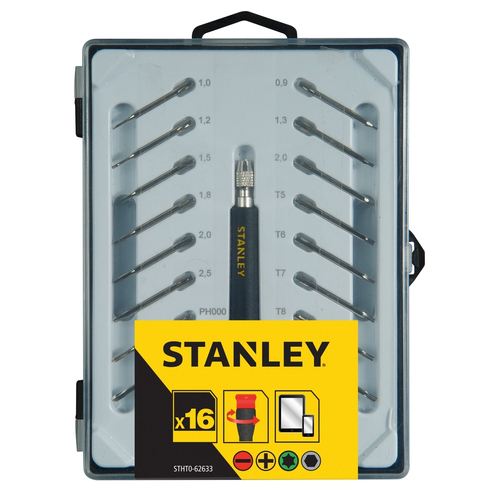 Micro-tournevis multilames fente + Phillips + hexagonal + Torx - 16 pièces - STHT0-62633 - STANLEY
