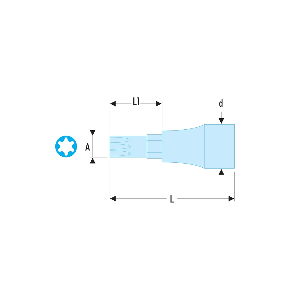 Douilles tournevis embout long pour vis Torx 1/2