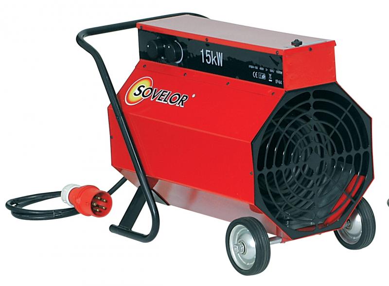 Chauffage électrique 15kW triphasé air pulsé SOVELOR mobile C15