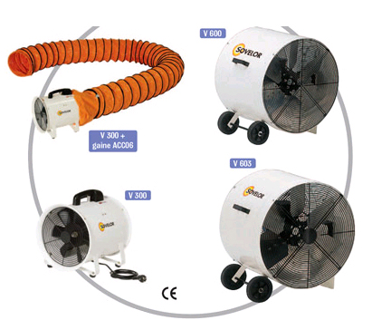 VENTILATEUR MOBILE EXTRACTEUR SOVELOR DIAMETRE 300 MM GAINABLE - V300