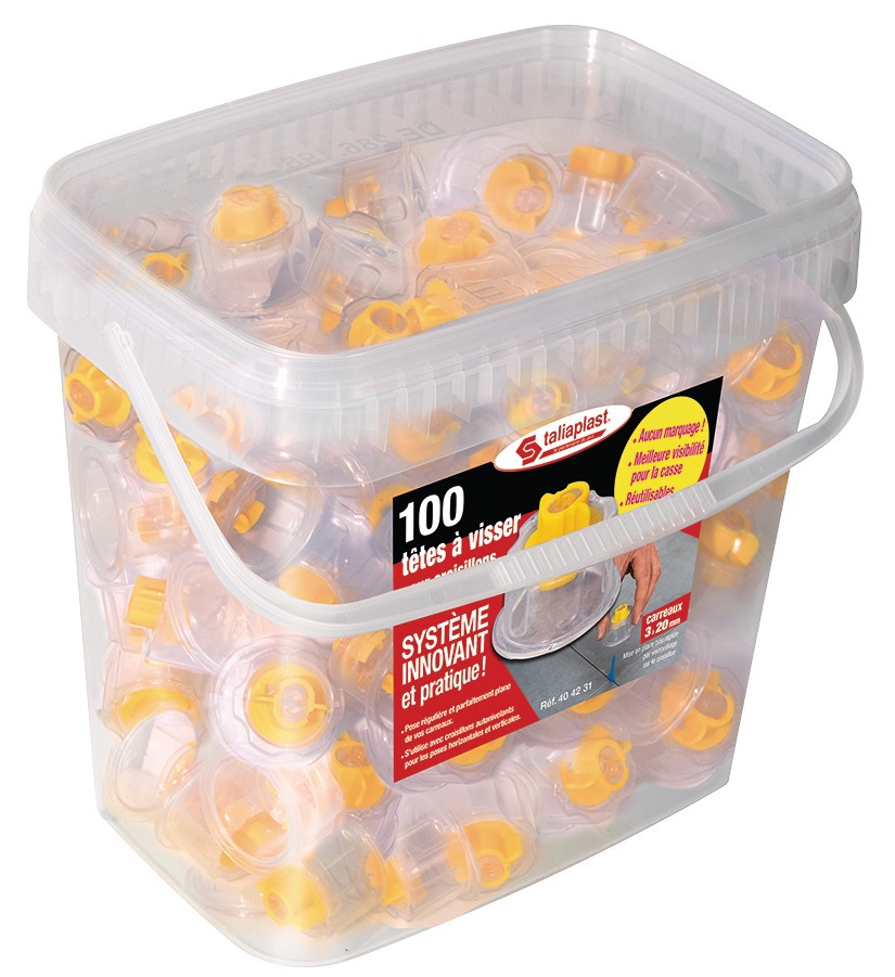 Tetes a visser claires p/carreaux 3 a 20mm (100 pieces) TALIAPLAST - 404231