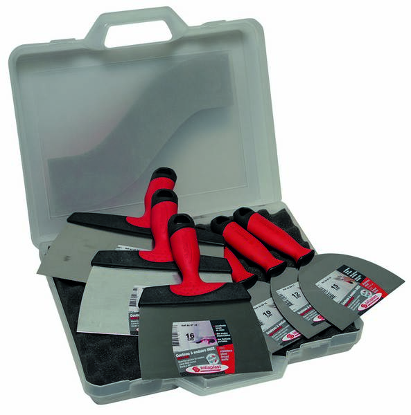 MALETTE + 6 COUTEAUX A ENDUIRE INOX 10/12/15/16/21/24CM TALIAPLAST - 440429