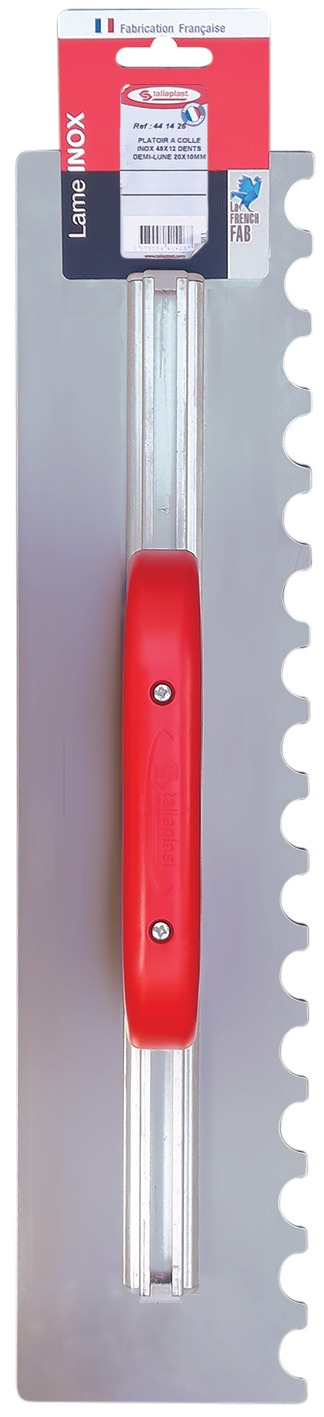 Platoir a colle inox 49x11,5 dents demi-lune 20x10mm TALIAPLAST - 441426
