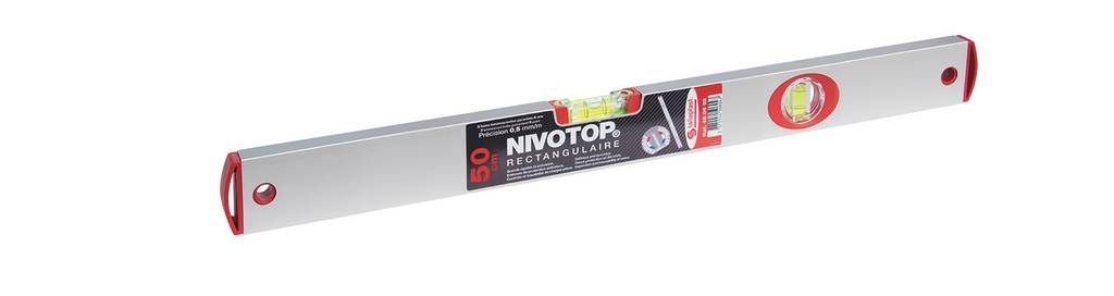 NIVEAU 'NIVOTOP' ALUMINIUM RECTANGULAIRE 2 FIOLES 50CM TALIAPLAST - 450602