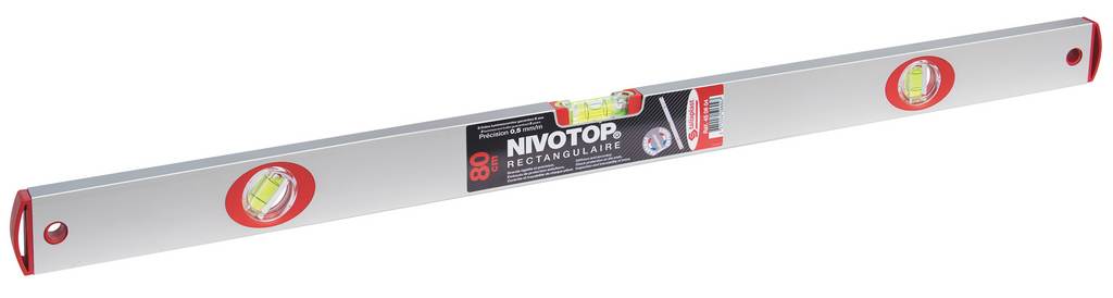 NIVEAU 'NIVOTOP' ALUMINIUM RECTANGULAIRE 3 FIOLES 80CM TALIAPLAST - 450604