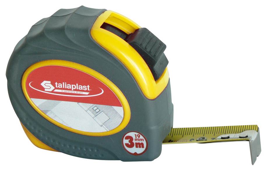 TRIPLE METRE BOITIER JAUNE BI-MATIERE 19MM (BLISTER) TALIAPLAST - 490761