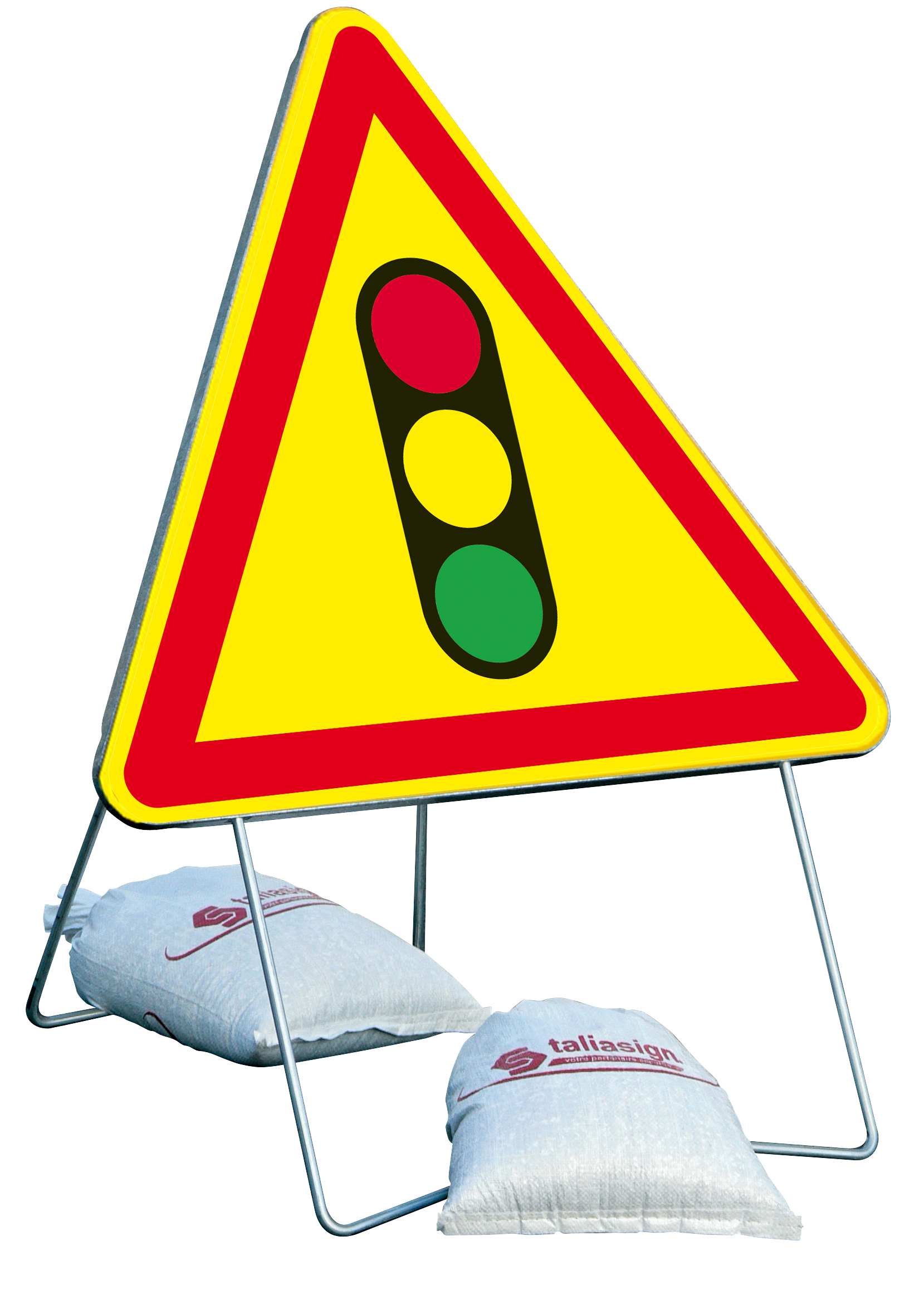 Panneau de signalisation AK17 700 classe 2 feux tricolores + PIED - TALIAPLAST - 522506