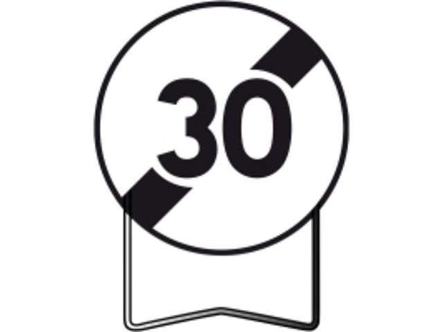 Panneau Fin de limitation de vitesse 30 Km/h B33 850 mm classe T1 + PIED - TALIAPLAST - 524021