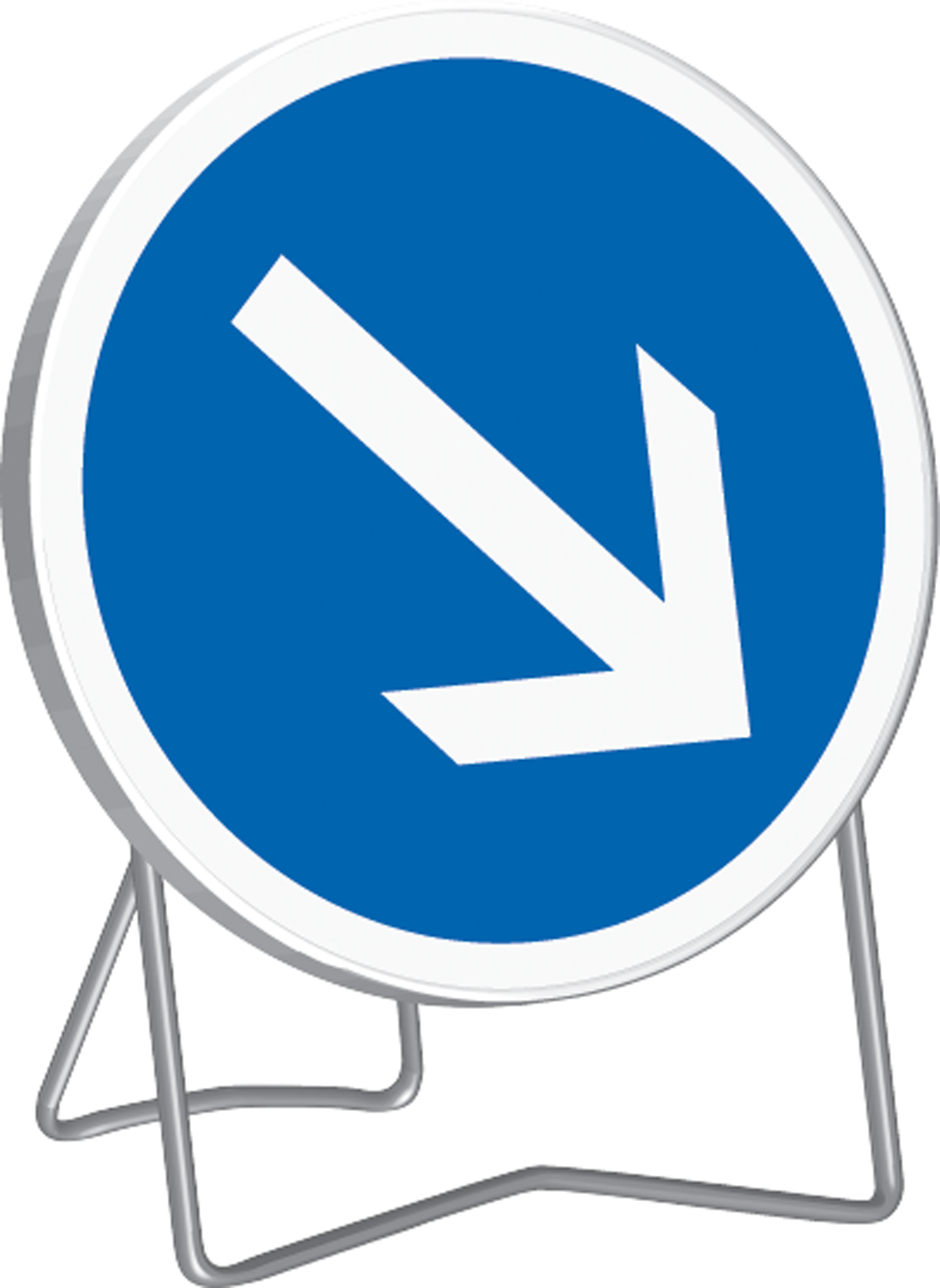 Panneau d'obligation de tourner à droite B21a1 650 mm classe T1 + PIED - TALIAPLAST - 524416
