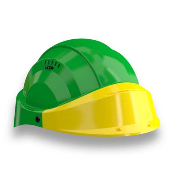 CASQUE 'ORIZON' VERT VISIERE JAUNE TALIAPLAST - 563532