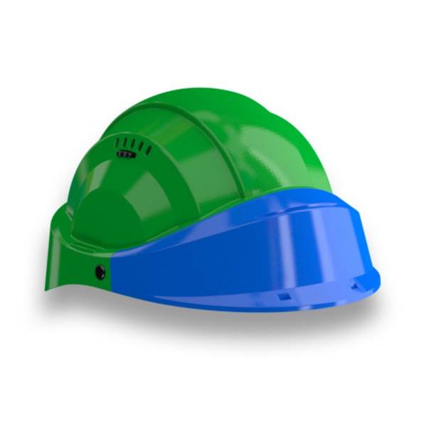 CASQUE 'ORIZON' VERT VISIERE BLEUE TALIAPLAST - 563534