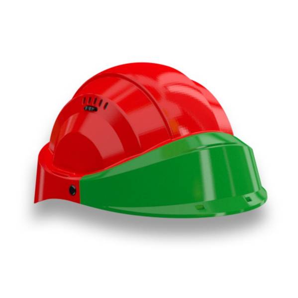 CASQUE 'ORIZON' ROUGE VISIERE VERTE TALIAPLAST - 563563