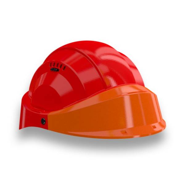 CASQUE 'ORIZON' ROUGE VISIERE ORANGE TALIAPLAST - 563565