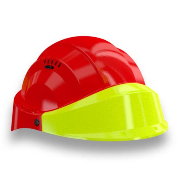 CASQUE 'ORIZON' ROUGE VISIERE FLUO JAUNE TALIAPLAST - 563567