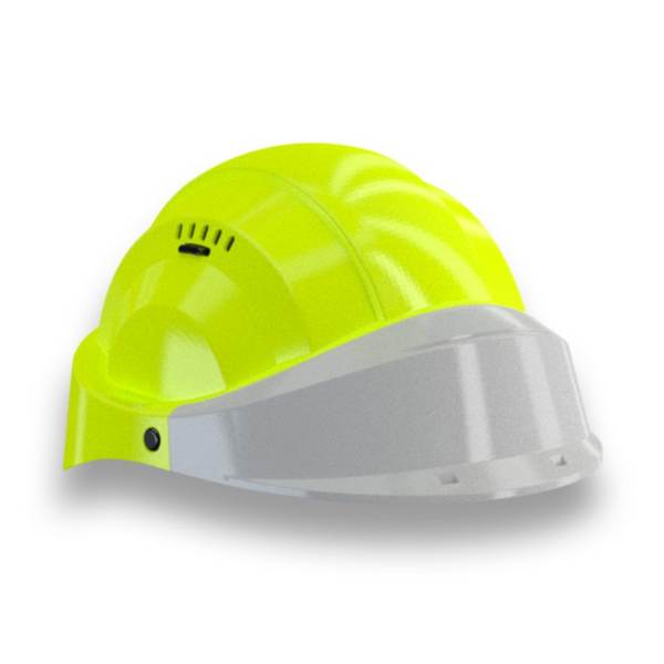 CASQUE 'ORIZON' FLUO JAUNE VISIERE GRISE TALIAPLAST - 563578