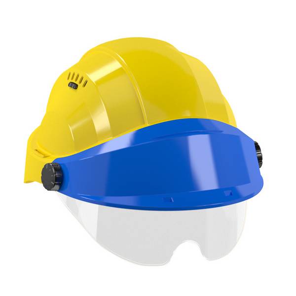 CASQUE 'ORIZON' JAUNE VISIERE BLEUE AVEC LUNETTE TALIAPLAST - 563724