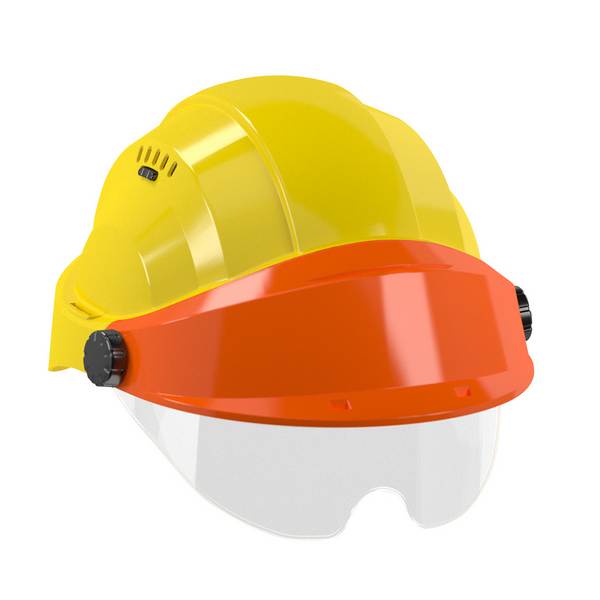CASQUE 'ORIZON' JAUNE VISIERE ORANGE AVEC LUNETTE TALIAPLAST - 563725