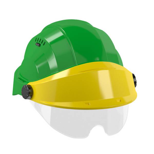 CASQUE 'ORIZON' VERT VISIERE JAUNE AVEC LUNETTE TALIAPLAST - 563732