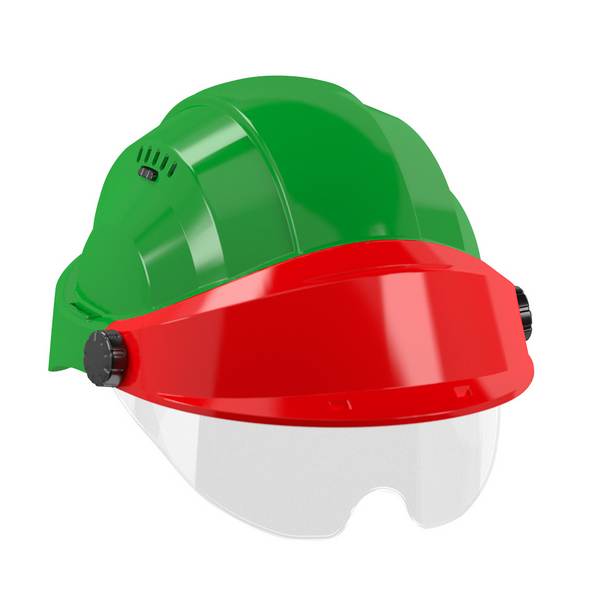 CASQUE 'ORIZON' VERT VISIERE ROUGE AVEC LUNETTE TALIAPLAST - 563736