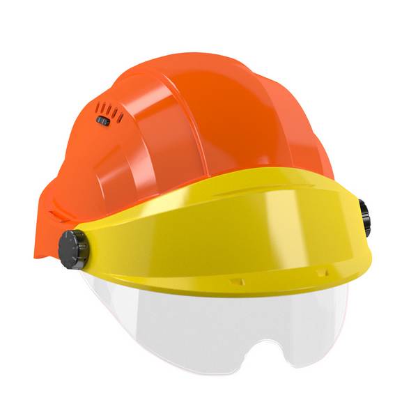CASQUE 'ORIZON' ORANGE VISIERE JAUNE AVEC LUNETTE TALIAPLAST - 563752