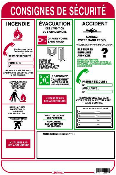 CONSIGNES DE SECURITE 450X300mm TALIAPLAST - 620001