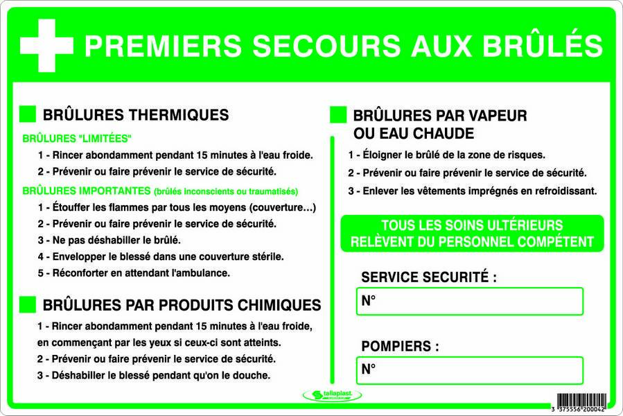 GUIDE DES PREMIERS SOINS AUX BRULES 450X300mm TALIAPLAST - 620004