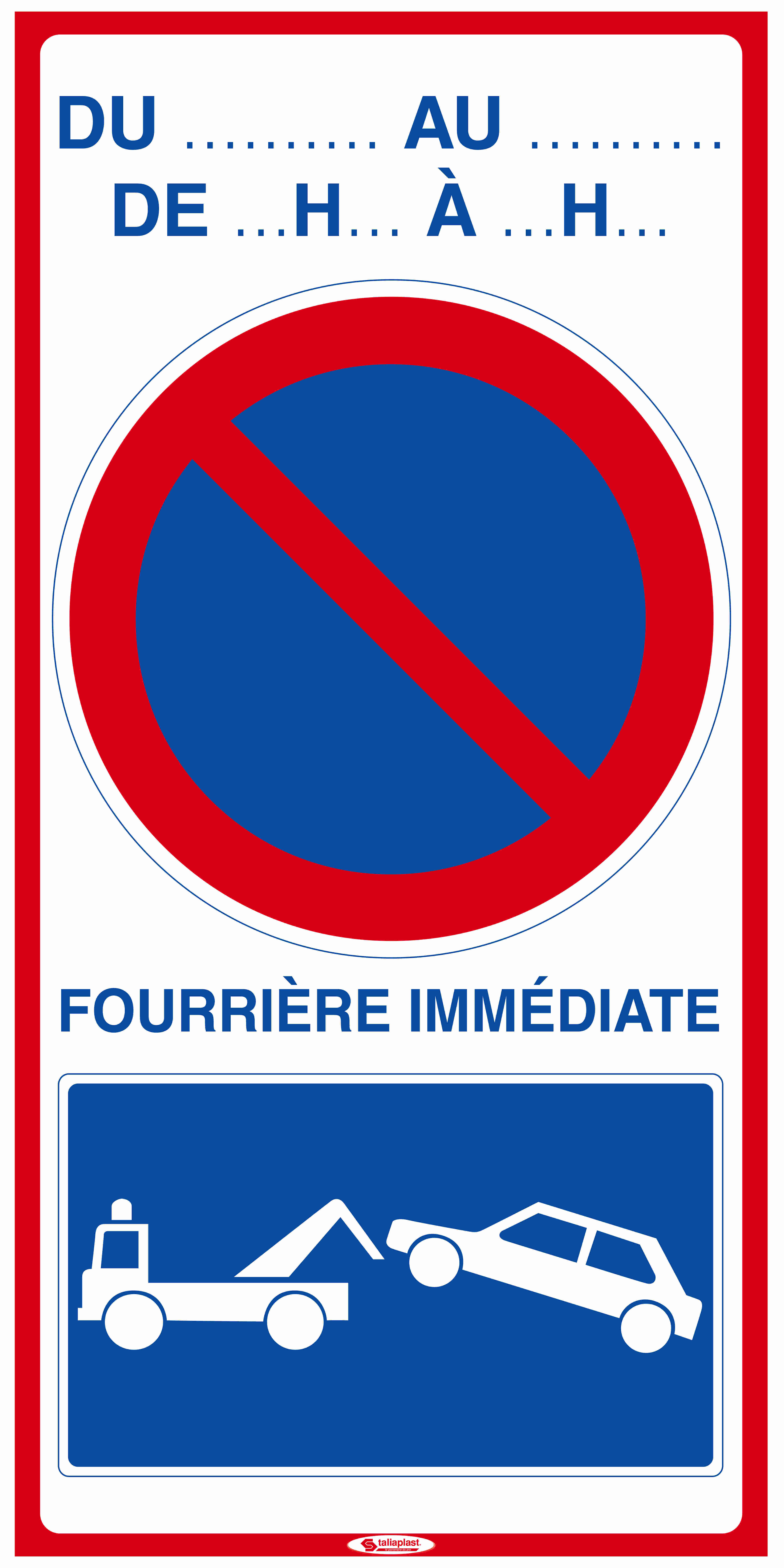 Panneau 2x1 'Stationnement gênant' 400 x 800 mm TALIAPLAST - 620012