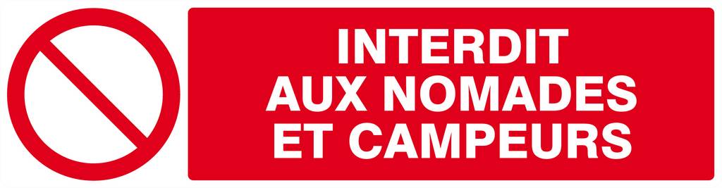 Panneau rigide INTERDIT AUX NOMADES ET CAMPEURS 200x52mm TALIAPLAST - 620211
