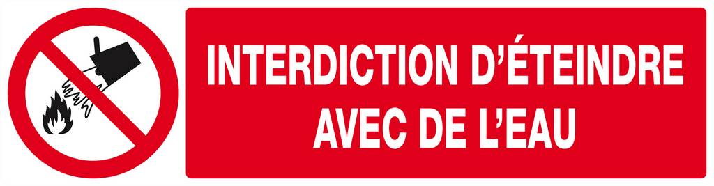 Panneau rigide INTERDICTION D'ETEINDRE AVEC DE L'EAU 200x52mm TALIAPLAST - 620213