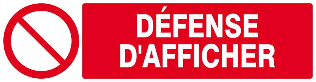 Panneau rigide DEFENSE D'AFFICHER 200x52mm TALIAPLAST - 620222
