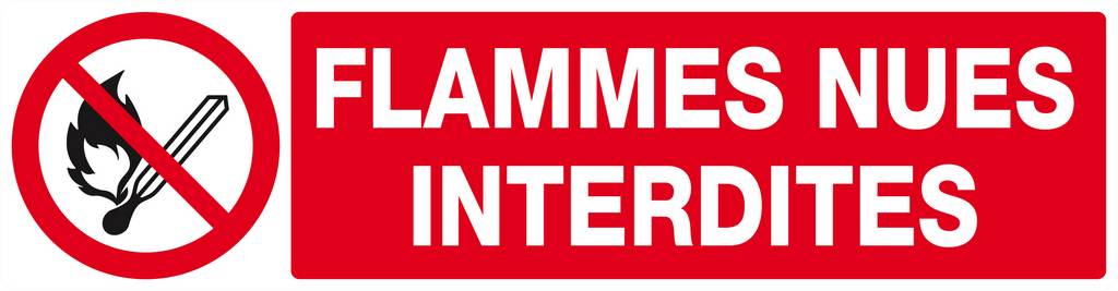 Panneau rigide FLAMMES NUES INTERDITES 200x52mm TALIAPLAST - 620226