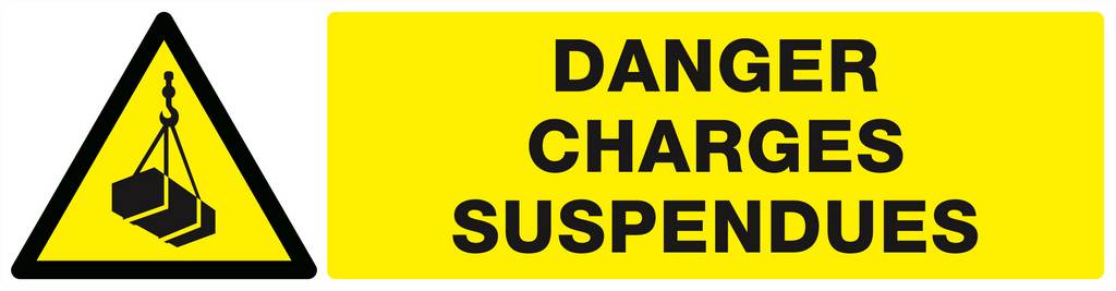 Panneau rigide DANGER, CHARGES SUSPENDUES 200x52mm TALIAPLAST - 620307