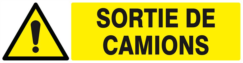 Panneau rigide DANGER SORTIE DE CAMIONS 200x52mm TALIAPLAST - 620319