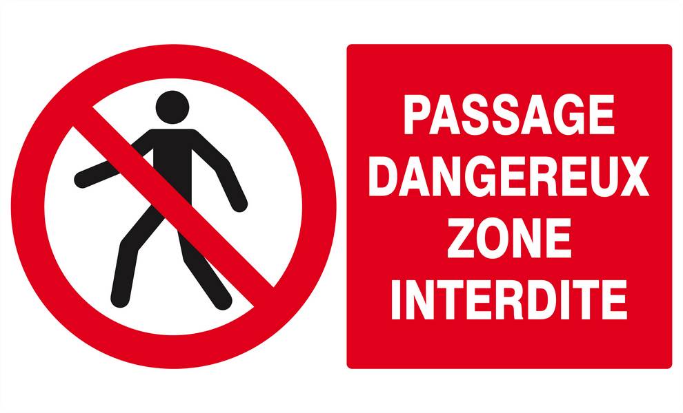 Panneau rigide PASSAGE DANGEREUX ZONE INTERDITE 330x200mm TALIAPLAST - 621203