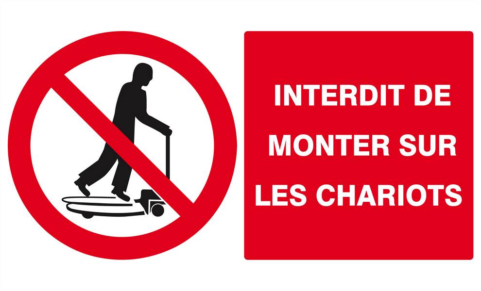 Panneau rigide INTERDIT DE MONTER SUR LES CHARIOTS 330x200mm TALIAPLAST - 621230