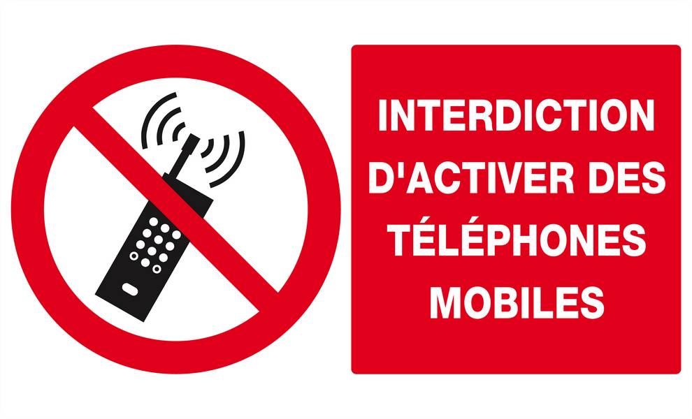 Panneau rigide INTERDICTION D'ACTIVER DES TELEPHONES MOBILES 330x200mm TALIAPLAST - 621233
