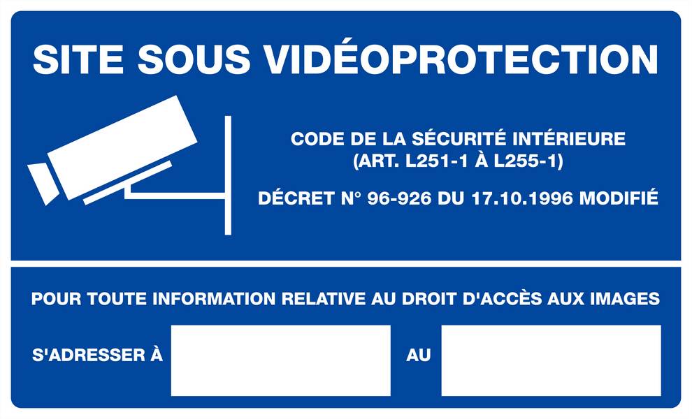 Panneau rigide SITE SOUS VIDEOPROTECTION 330x200mm TALIAPLAST - 621240