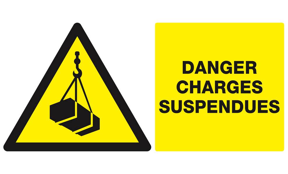 Panneau rigide DANGER, CHARGES SUSPENDUES 330x200mm TALIAPLAST - 621307
