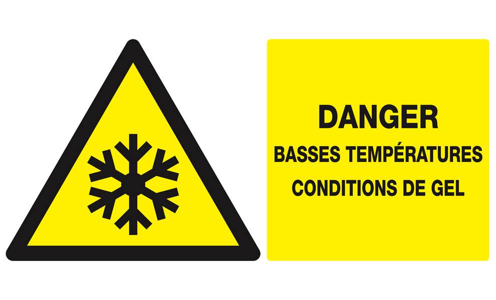 Panneau rigide DANGER, BASSES TEMPERATURES CONDITIONS DE GEL 330x200mm TALIAPLAST - 621308