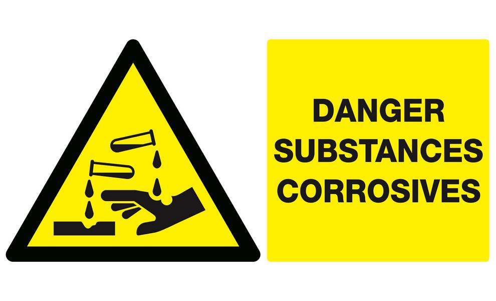 Panneau rigide DANGER, SUBSTANCES CORROSIVES 330x200mm TALIAPLAST - 621309