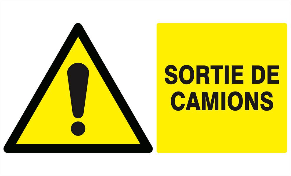 Panneau rigide DANGER SORTIE DE CAMION 330x200mm TALIAPLAST - 621319