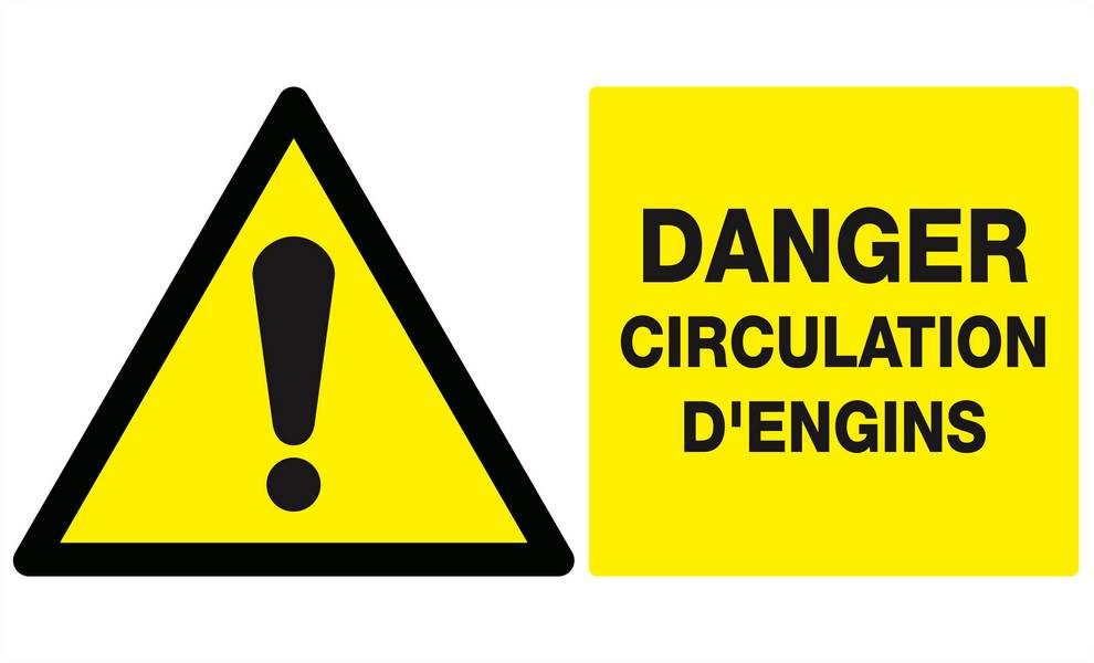 Panneau rigide DANGER CIRCULATION D'ENGINS 330x200mm TALIAPLAST - 621324
