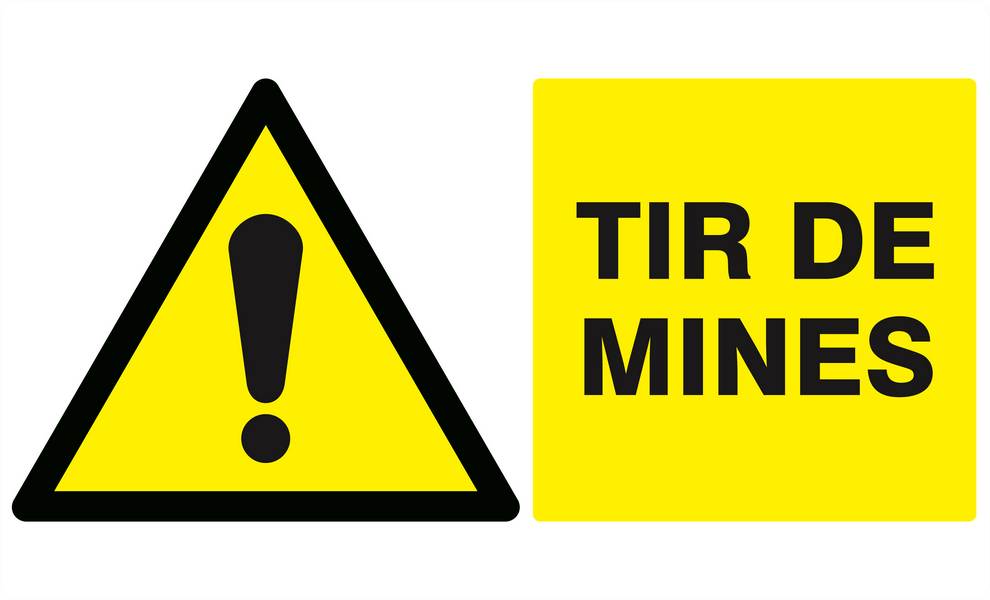 Panneau rigide DANGER TIR DE MINES 330x200mm TALIAPLAST - 621326