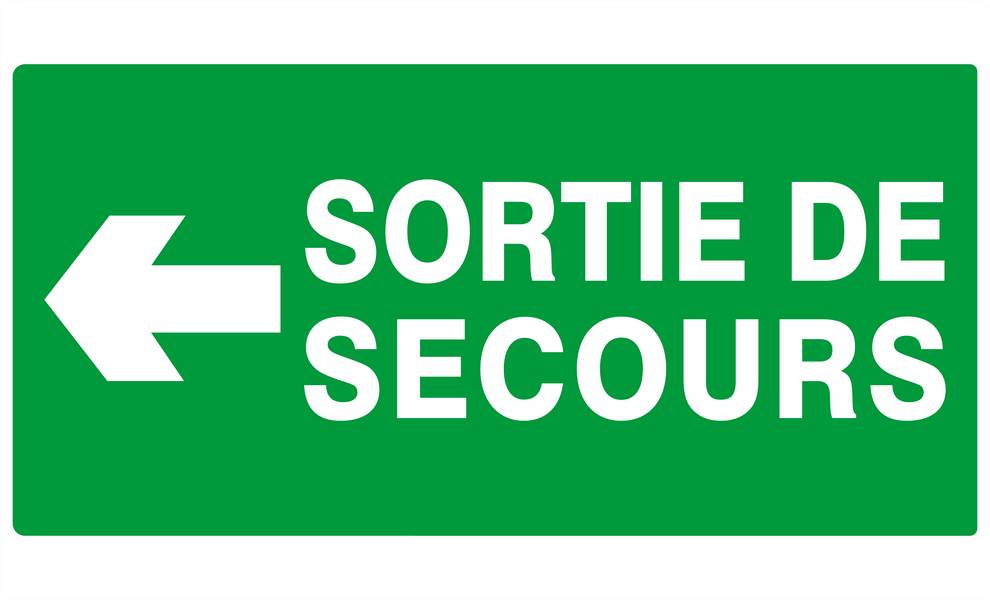 SORTIE DE SECOURS FLECHE A GAUCHE 330x200mm TALIAPLAST - 621415