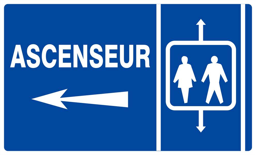 Panneau rigide ASCENSEUR FLECHE A GAUCHE 330x200mm TALIAPLAST - 621639