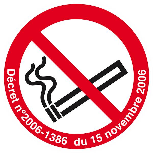Panneau rigide INTERDICTION DE FUMER (DECRET DU 15/11/2006) D.300mm TALIAPLAST - 622302