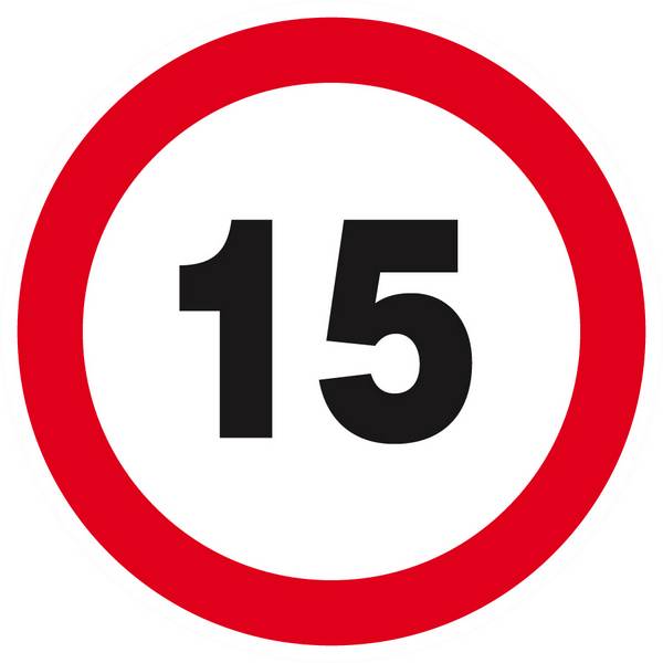 Panneau rigide INTERDIT DE ROULER A PLUS DE 15 KM/H D.80mm TALIAPLAST - 624261